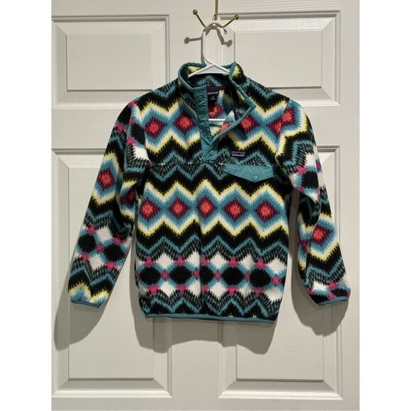 Patagonia Girls' Patterned Lightweight Synchilla Snap-T Pullover Medium 10 - Picture 1 of 12